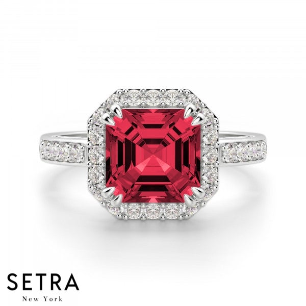 Asscher cut deals ruby ring