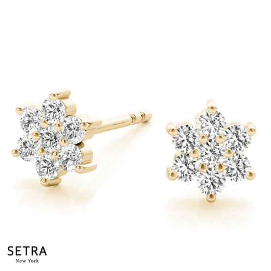 Star David Style Diamonds Earring 14kt Gold