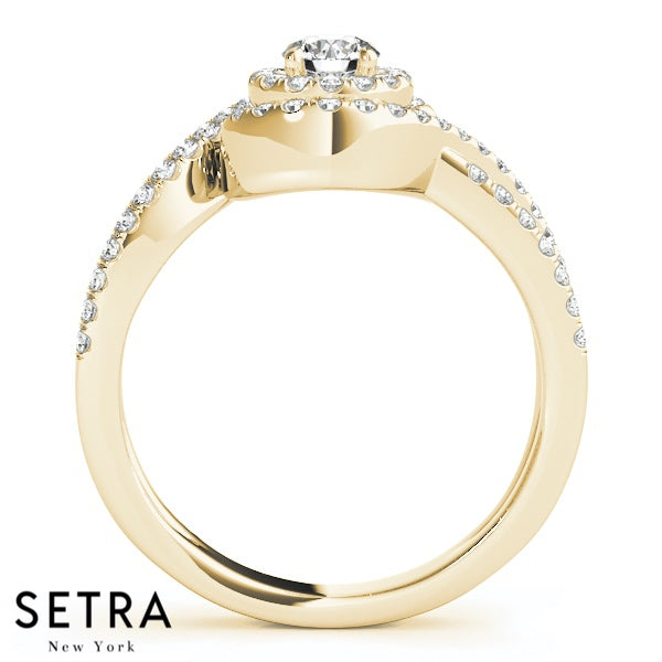 Split Shank Halo Diamond Engagement Ring 14kt Gold