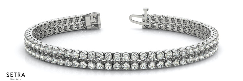 Lab Grown Diamond Tow Row Tennis Bracelet 14kt Gold