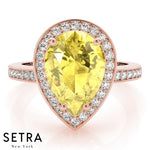 Lab Grown Diamonds & Genuine Pear Cut Yellow Sapphire Ring 14kt Gold