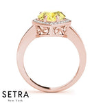 Lab Grown Diamonds & Genuine Pear Cut Yellow Sapphire Ring 14kt Gold