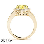 Lab Grown Diamonds & Genuine Pear Cut Yellow Sapphire Ring 14kt Gold