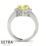 Lab Grown Diamonds & Genuine Pear Cut Yellow Sapphire Ring 14kt Gold