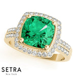 Lab Grown Diamonds Cushion Cut Emerald Ring 14kt Gold