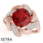 Lab Grown Diamonds Cushion Cut Ruby Ring 14kt Gold