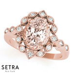 Lab Grown Diamonds & Genuine Morganite Ring 14kt Gold