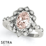 Lab Grown Diamonds & Genuine Morganite Ring 14kt Gold