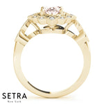 Lab Grown Diamonds & Genuine Morganite Ring 14kt Gold