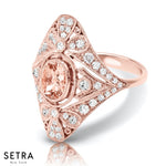 Lab Grown Diamonds & Genuine Morganite Ring 14kt Gold