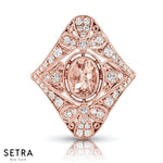 Lab Grown Diamonds & Genuine Morganite Ring 14kt Gold