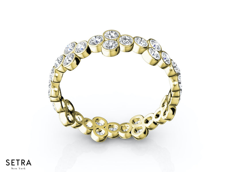 Bezel Diamond Eternity Band 14kt Gold Ring